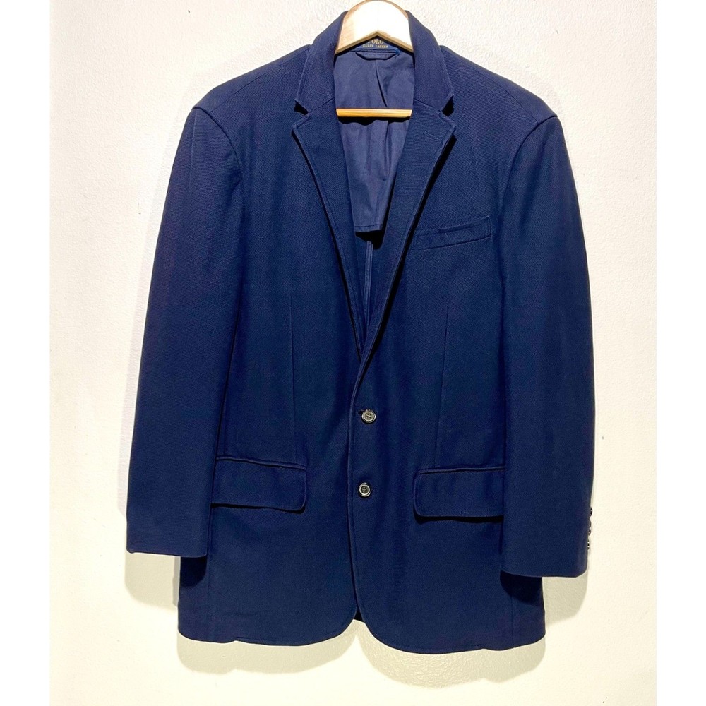Polo Ralph Lauren Deconstructed knit blazer stretch casual  blue sports men's L
