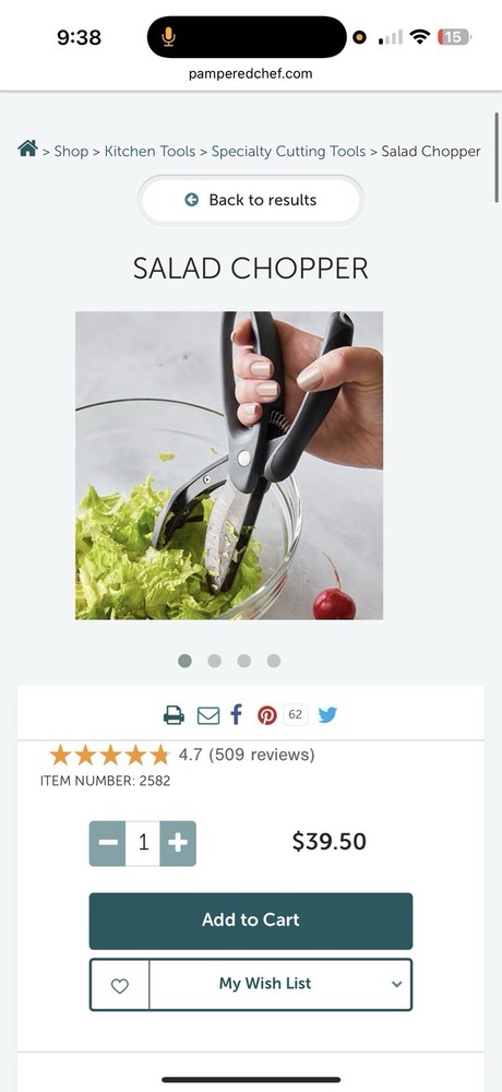 Pampered Chef Premium Salad Chopper for Fresh Easy Chopping
