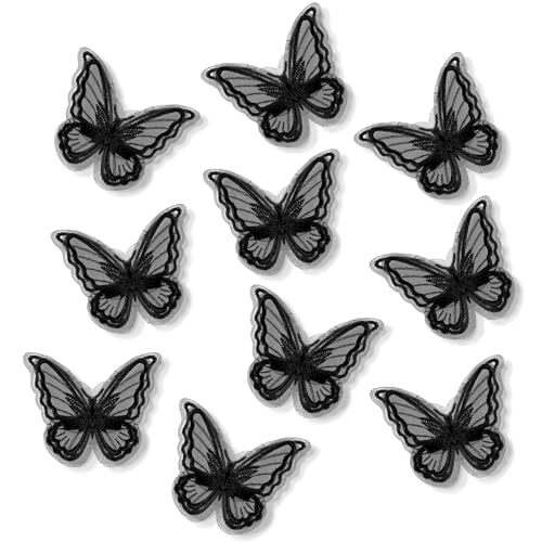 10pcs Purple Lace Butterfly Hair Clips for Wedding Bridal Black