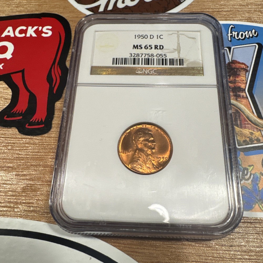 1950-D Lincoln Wheat Penny 1c NGC MS65 RD Red BU Rare Coin