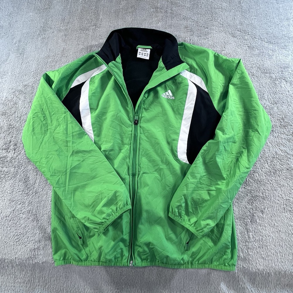 Adidas Mens Small Green Y2K Full Zip Windbreaker Jacket Active Athleisure Wear