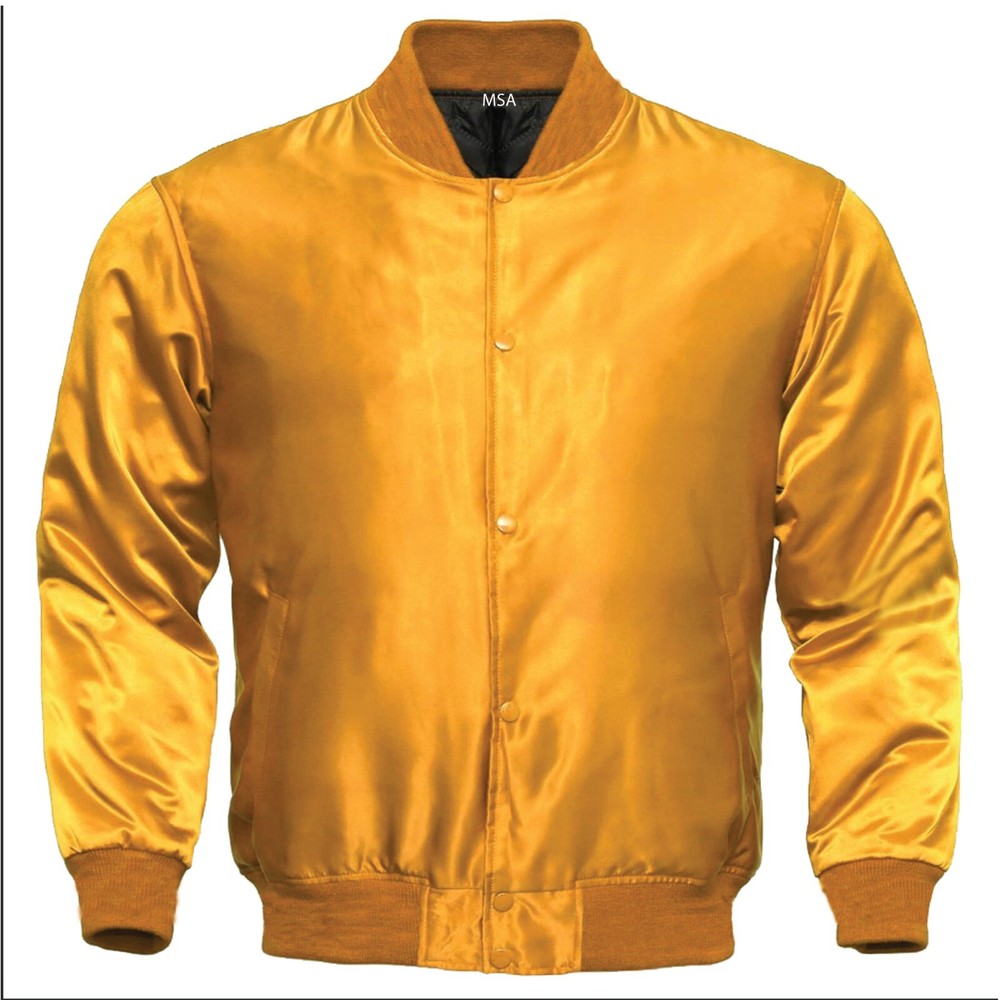 Custom Golden Satin Letterman Varsity Jacket for Men-image