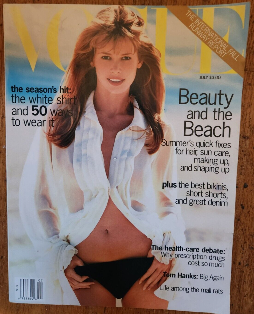 Vogue Fashion Magazine July 1993 Claudia Schiffer Tom Hanks Kate Moss