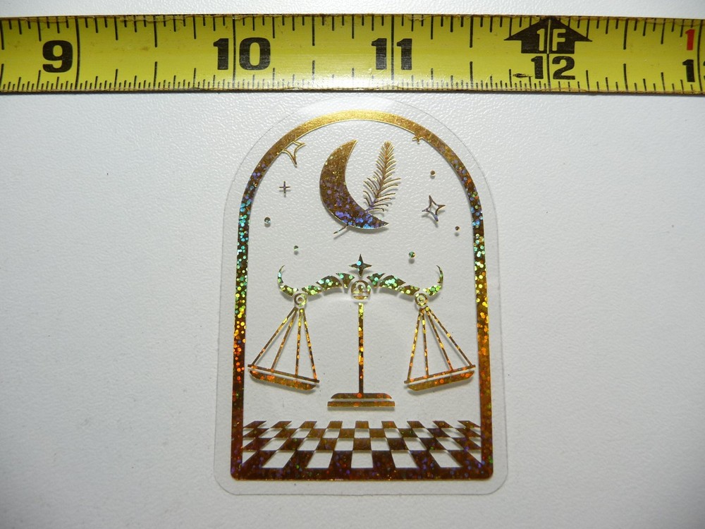 HOLOGRAPHIC ZODIAC LIBRA ARCH STICKER DECAL HOROSCOPE SIGN BIRTH MONTH