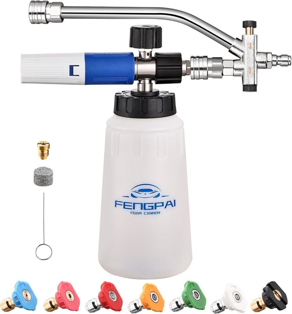Power Washer Foam Cannon with Dual Connector & 7 Accessories
