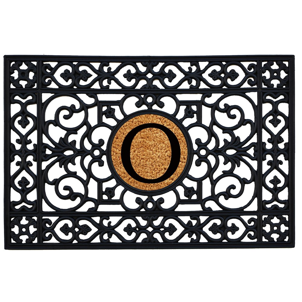 160012436O 2' x 3' Rubber Monogram Doormat with Letter O Design