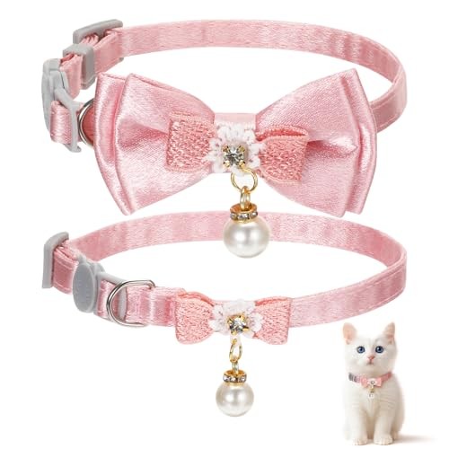 2Pack Stylish Cat Collar with Bow for Female Kittens Style 1