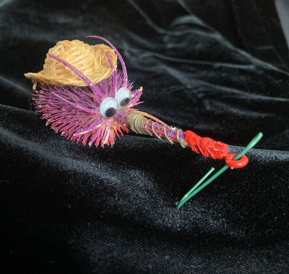 VTG Handmade Purple Fishing Lure Ornament with Hook - Funny Christmas Souvenir