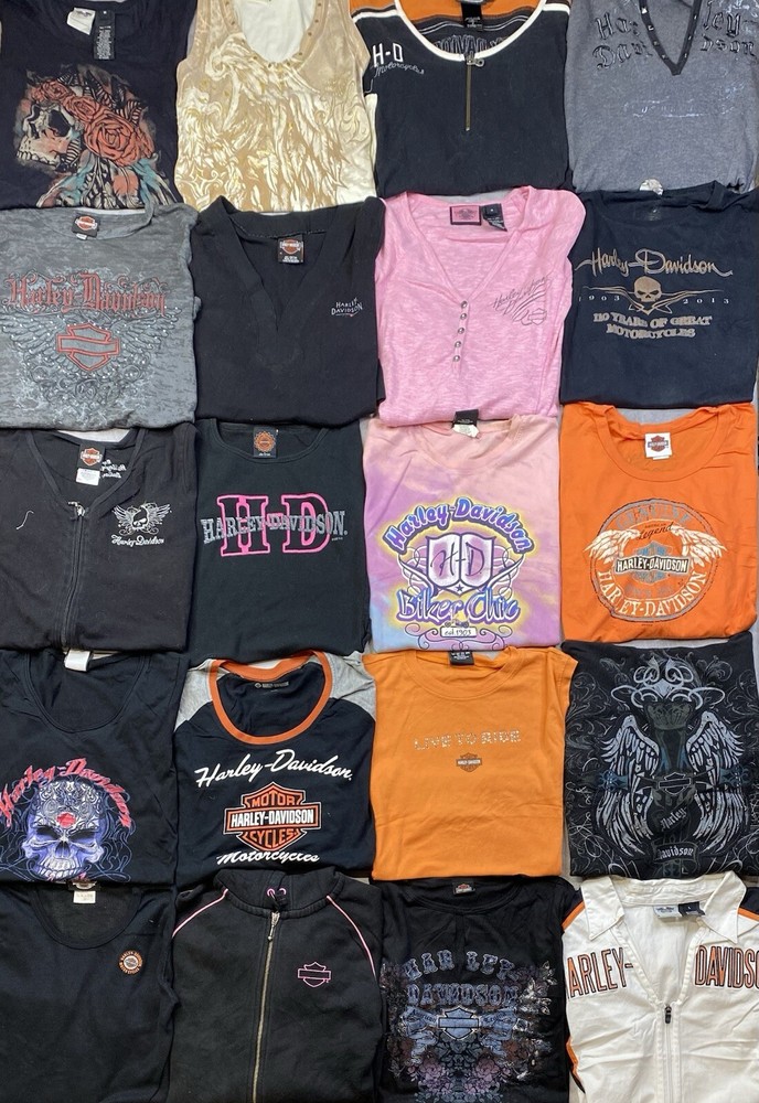 Women's Wholesale Lot 20 Harley Davidson Motorcycle T-shirts Tanks mix sizes Y2K
