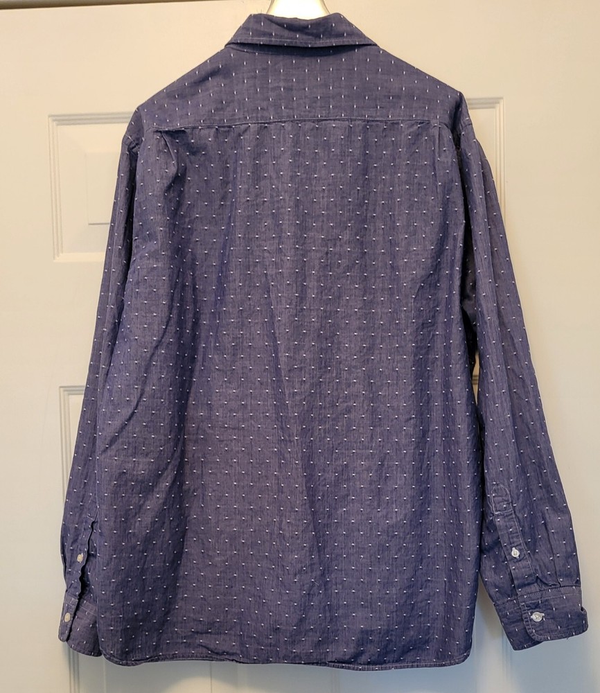 Dockers Shirt Mens Size XL Blue B and White Button Up Long Sleeve Dress Shirt
