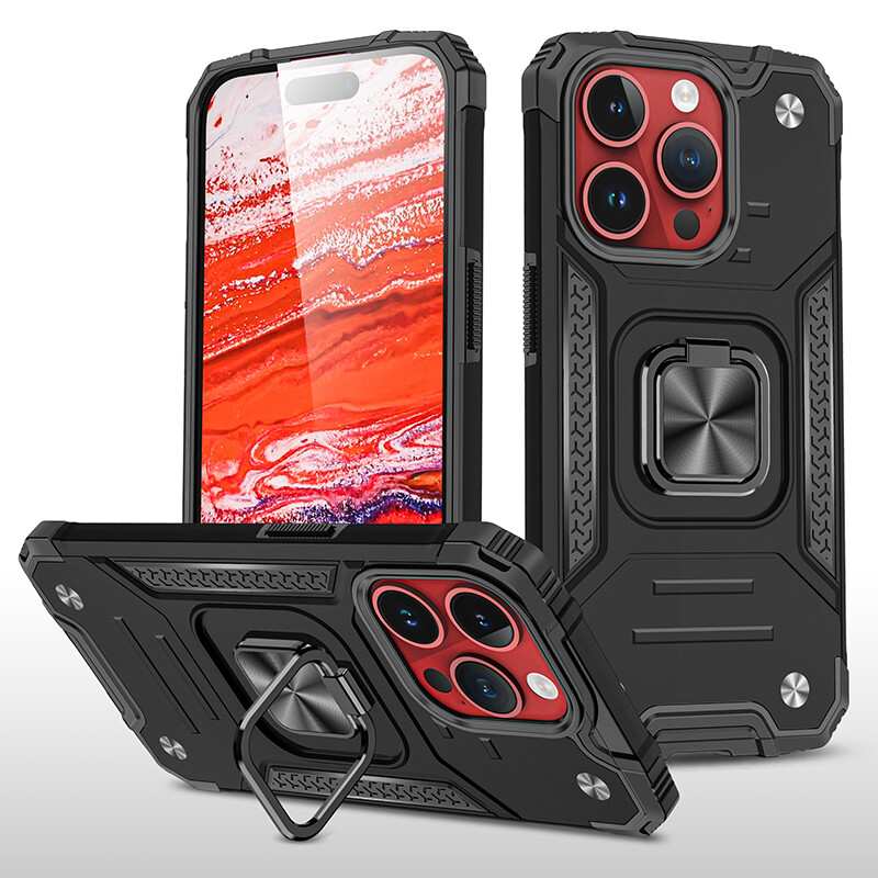 2025 Silicone Shockproof Case Cover with Ring Stand for iPhone 16Plus 16 Pro Max