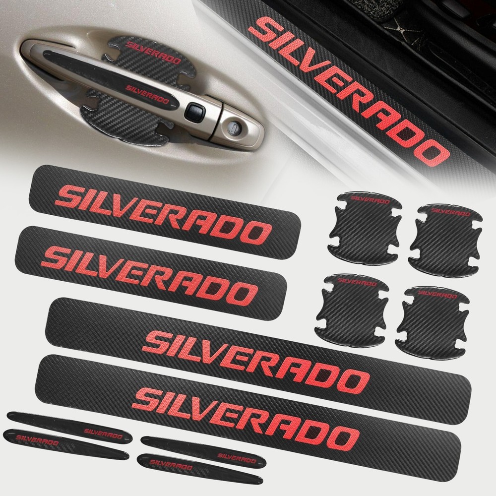 2PCS Car Door Sill Plate Step Scuff Cover Protector For Silverado 1500 2500HD