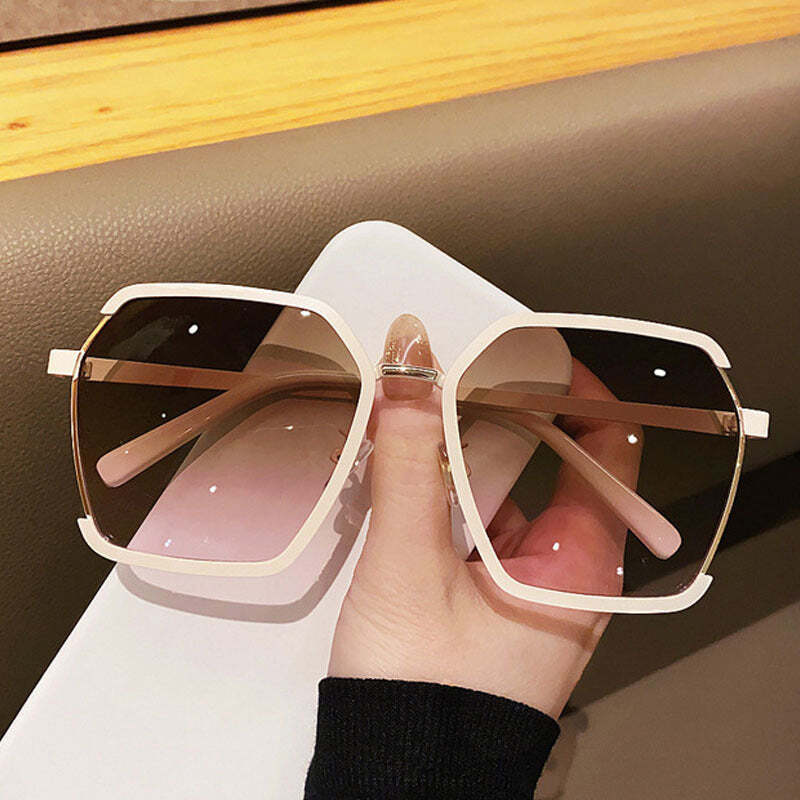 UV-Protective Metal Half Frame Sunglasses for Women