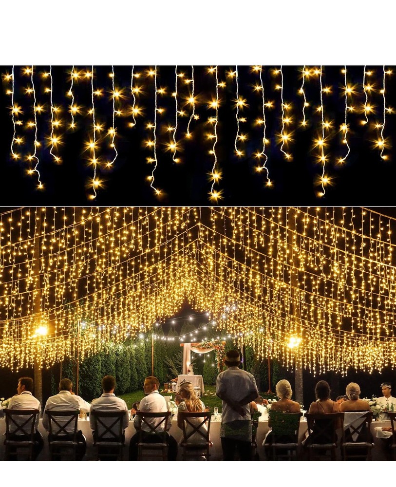LED Curtain Lights String Fairy Outdoor Garden Christmas Wedding Party Icicle US