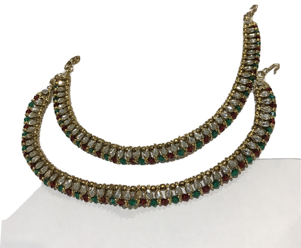 Gold anklet payal chanjar pazaib foot chain feet jewellery/ Bridal Pazaib-image