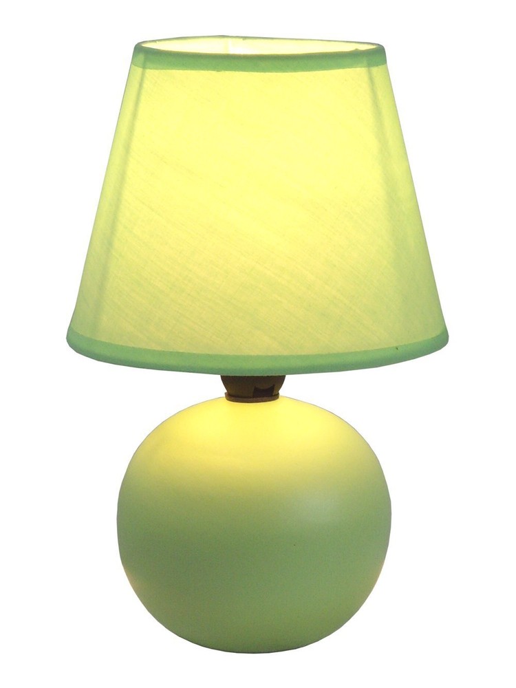 Simple Designs LT2008-GRN Mini Ceramic Globe Matching Fabric Shade Table Lamp...