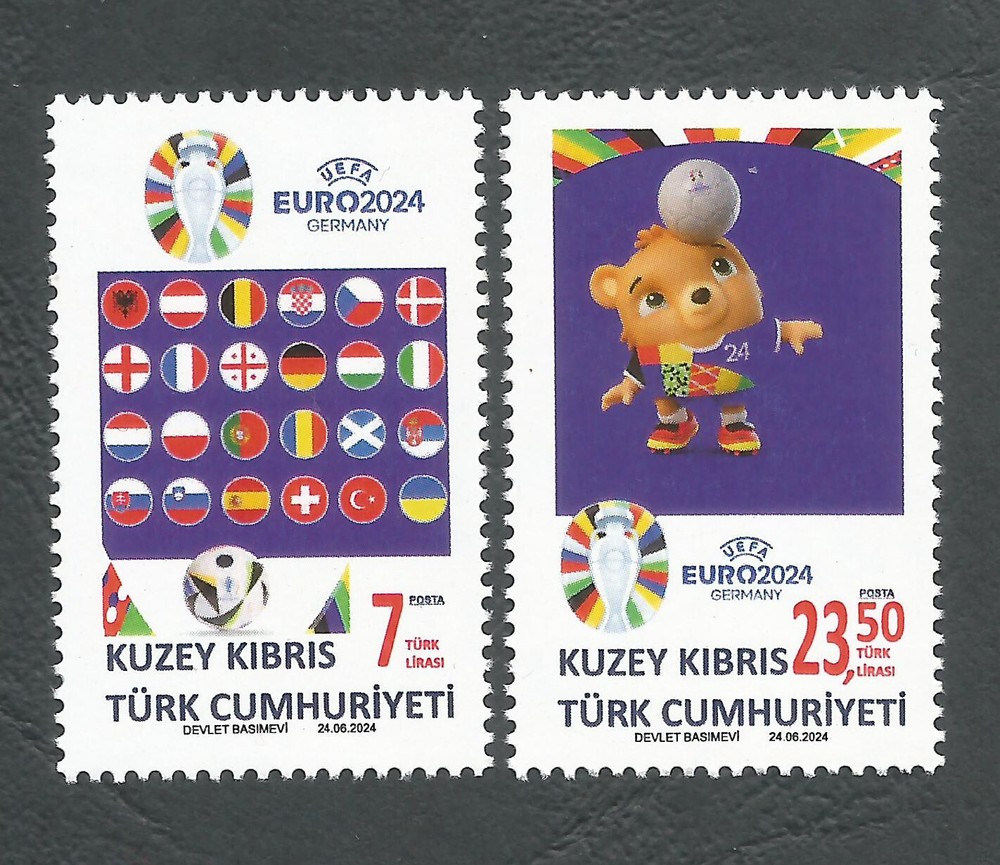 Turkish North Cyprus Stamps TRNC 2024 UEFA Euro Football Cup Germany - MINT