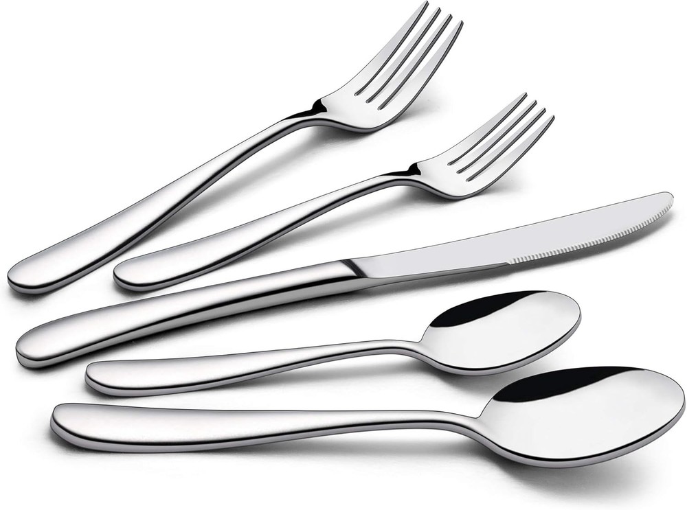 LIANYU 60-Piece Heavy Duty Stainless Steel Silverware Set, Durable and Elegant Silver Flatware for Everyday Use and Special Occasions