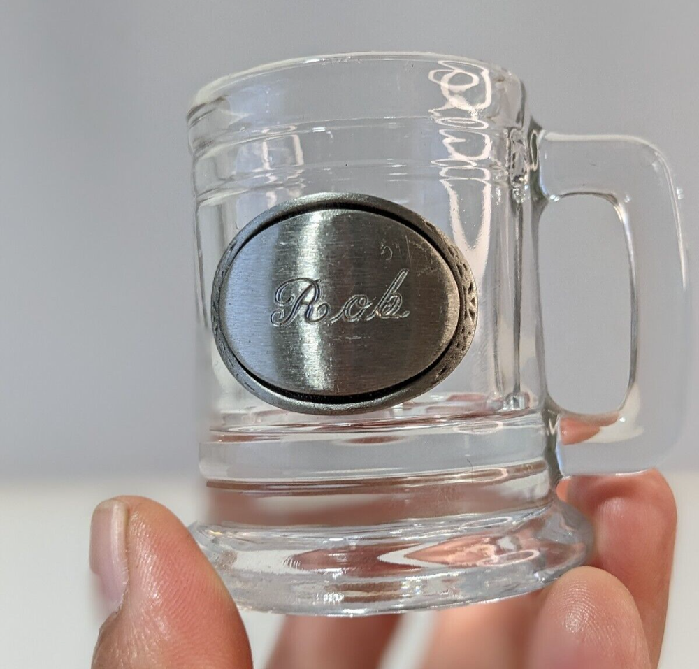 Personalized Mini Mug Shot Glass Shooter metal engraved name ROB