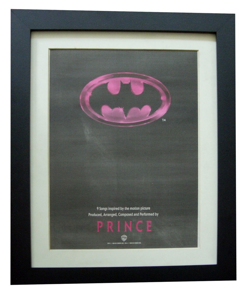 1989 Original Rare Framed Prince Batman Movie Poster Ad Fast Worldwide Shipping