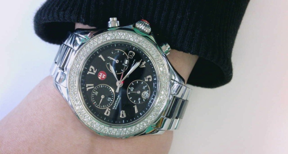 MICHELE Tahitian Ceramic Diamond Stainless Steel Chronograph Watch. BUY NOW!!-image