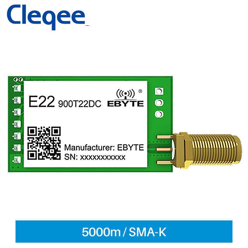 SX1262 LoRa Wireless Transmitter Module 915MHz 22dBm UART 5Km Range DIPSMA-K IOT
