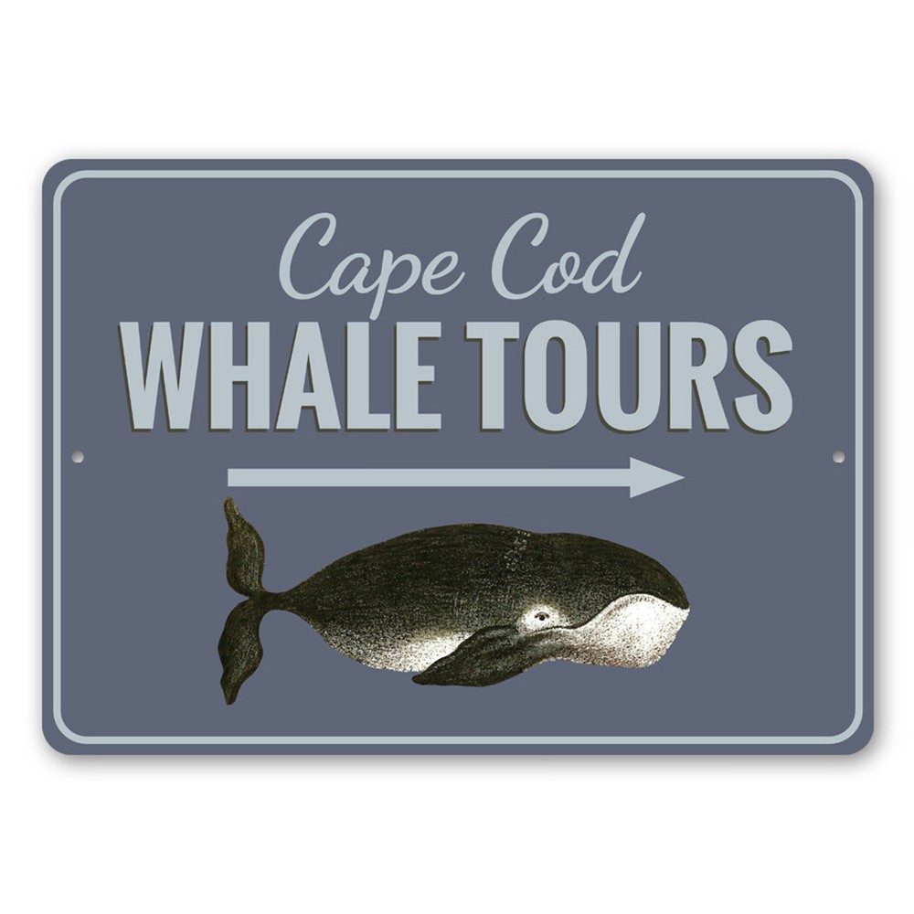 Cape Cod Whale Tours, Marine Life Sign, Whale Tours Directional Metal Sign
