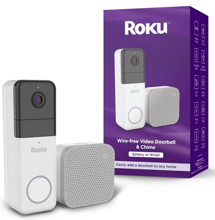 Roku Smart Home Wireless Video Doorbell & Chime - 1440p HD Night Vision