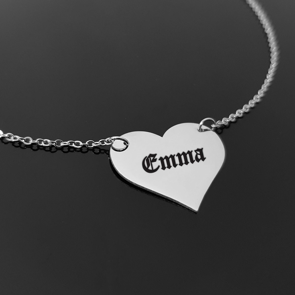 Gothic Name Necklace Custom Name Necklace With Gothic Font Jewelry Silver Gold