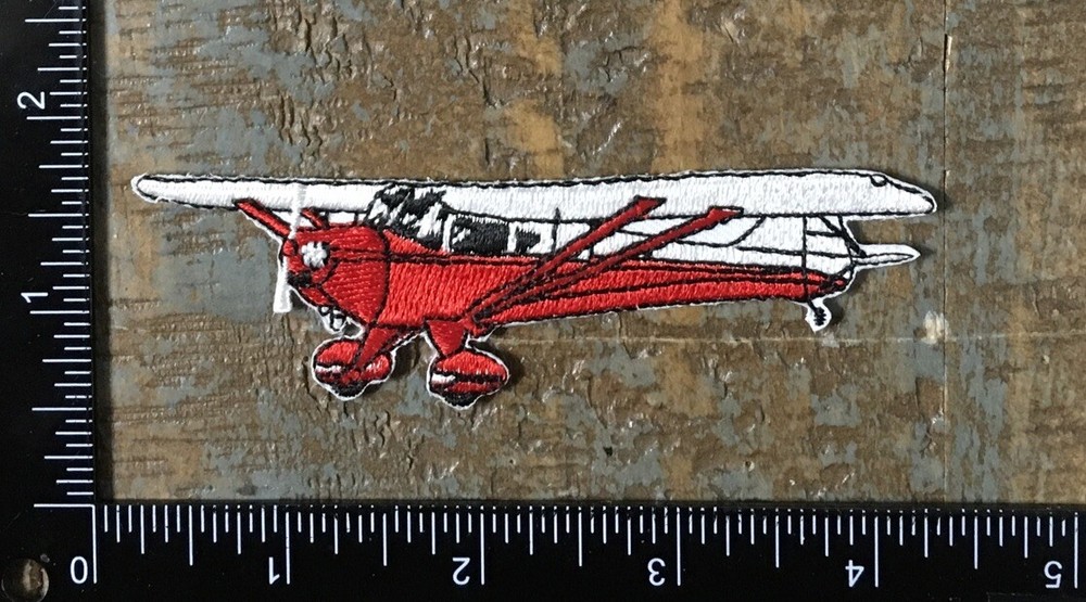 Vintage Airplane Aircraft Aviation Embroidered Iron-On Patch Red/White