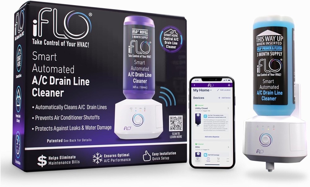 iFLO® Smart Automated AC Drain Line Cleaning System, Includes 36oz Cleaner-image