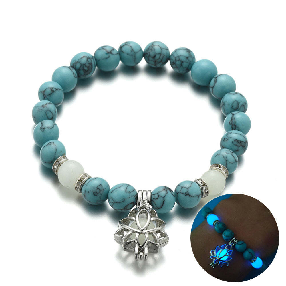 Energy Luminous Lotus Natural Stone Bracelet Yoga Healing Luminous Glow In The