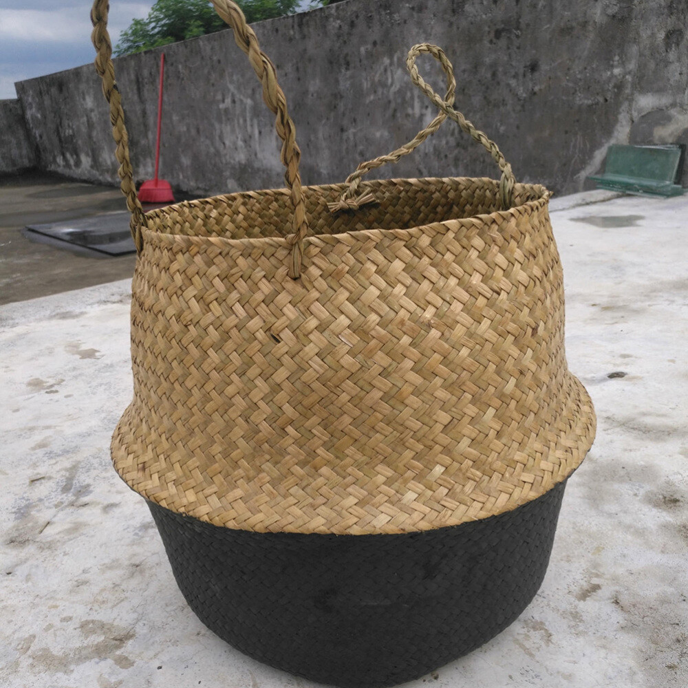 Seagrass Basket for Plants Holder Hanging Wicker Round Beach Pots Woman