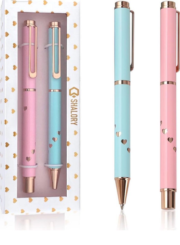 Set of 2 permanent roller ball pens pink blue #083e6c