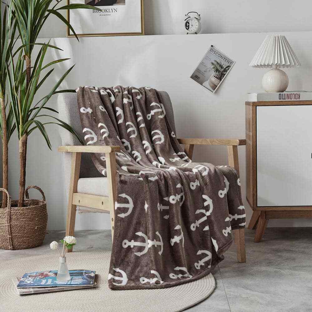 Coffee Anchor Fleece Throw Blanket