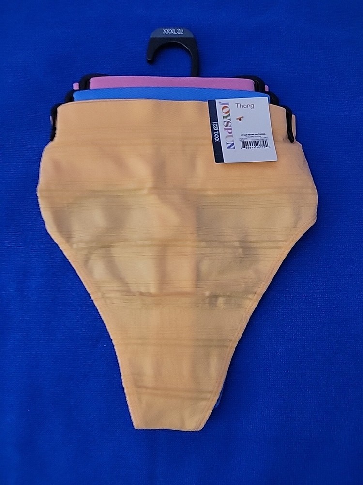3 PAIR JOYSPUN SEAMLESS THONG PANTIES STAY SOFT  MATERIALS   NWT SZ XXXL 22