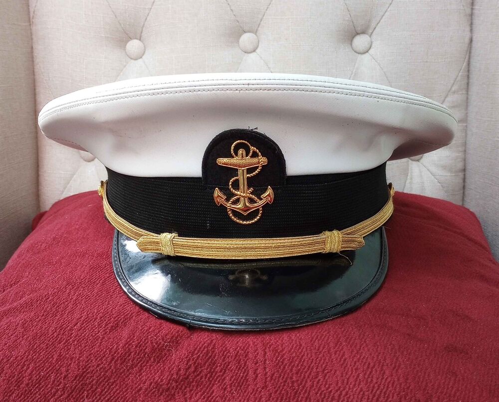 US Naval Academy Service Dress Uniform Midshipman Cap 7 1990's Cadet Peaked Hat