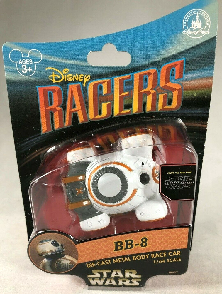 STAR WARS BB-8 DIECAST METAL BODY RACE CAR 1/64 SCALE 2014 DISNEY PARKS RACERS