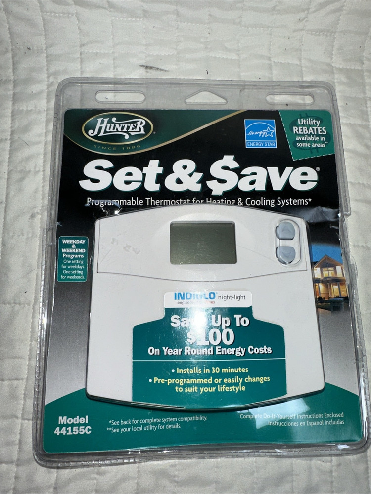 Hunter 44155C Set and Save Programmable Thermostat - White