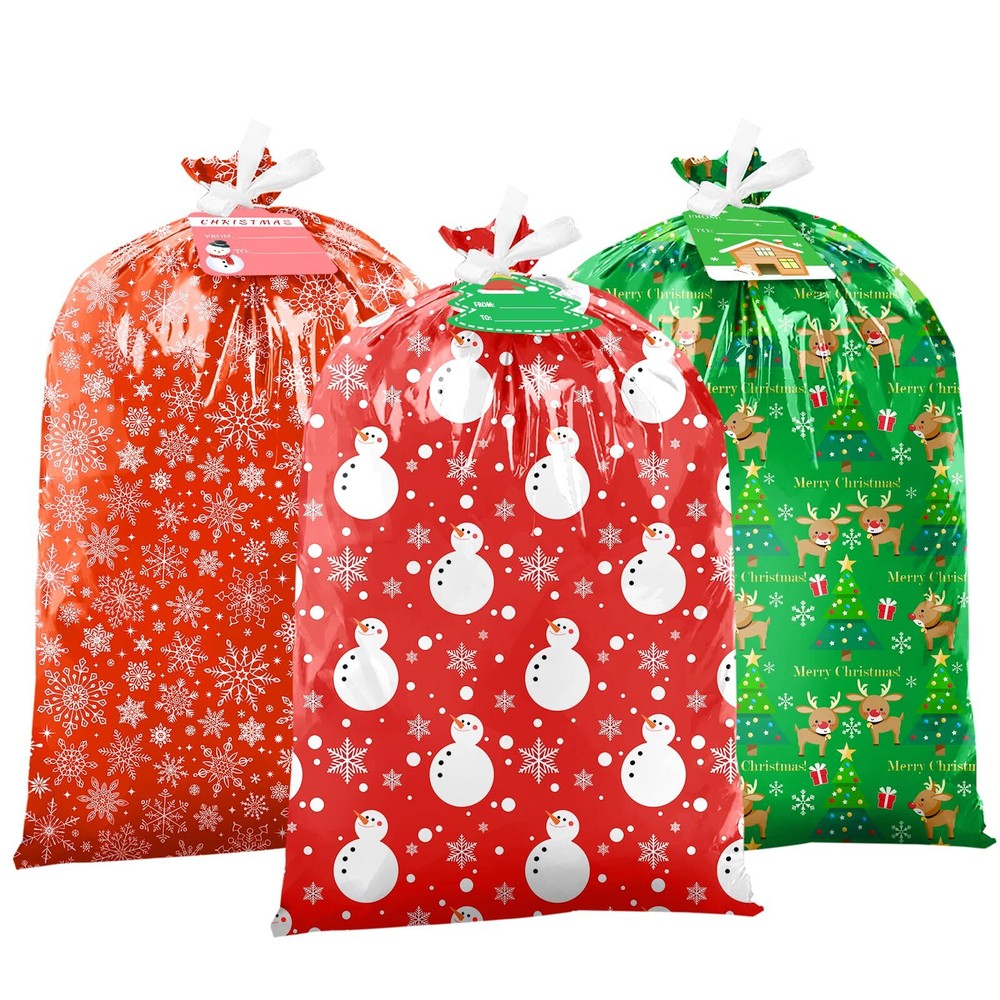 Oversized 44x36 Heavy Duty Gift Bags with Tag & Tie 3 Pack