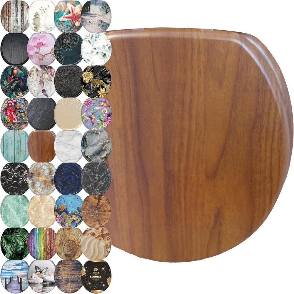 Luxurious Mahogany Soft Close Toilet Seat with 4-Sided Elegant Design  