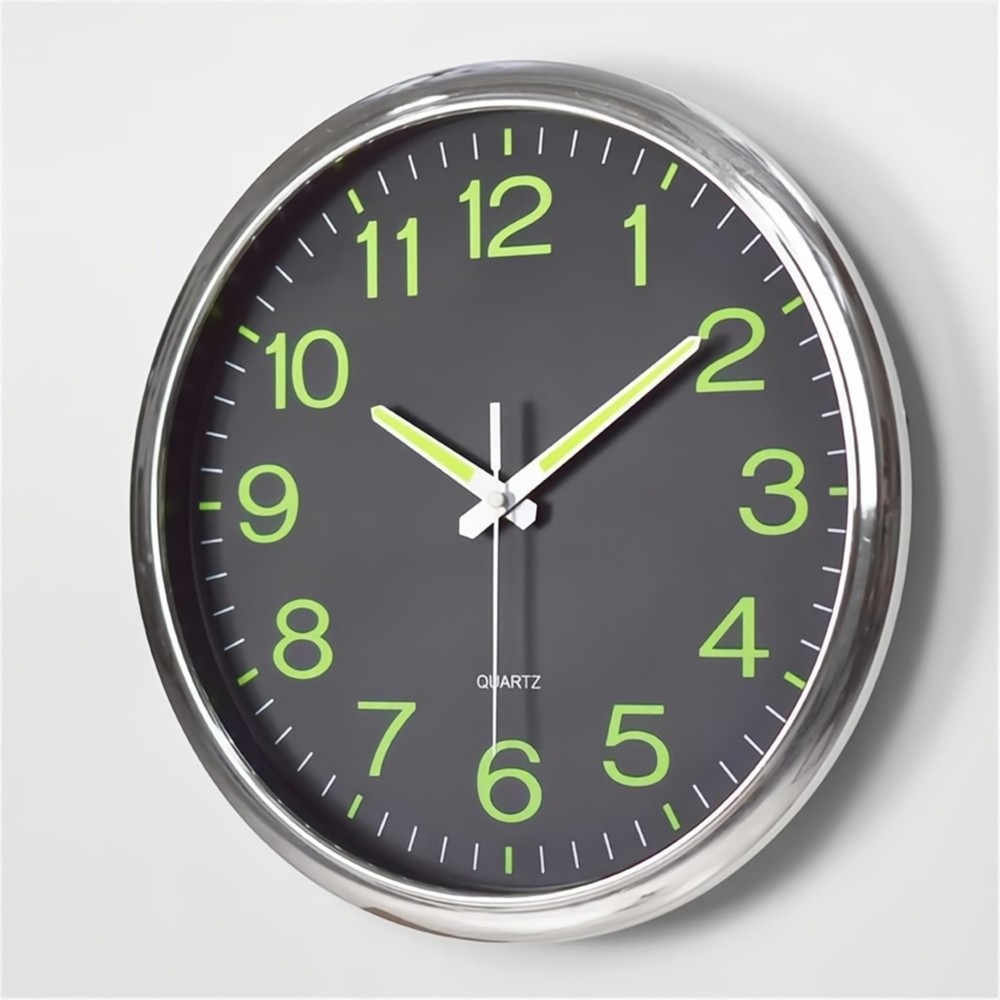 12-Inch Silent Glowing Night Light Wall Clock with No Ticking