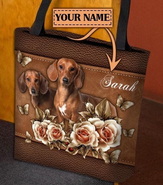 Custom Dachshund Tote Bag for Dog Lovers - Personalized Shoulder Bag-image