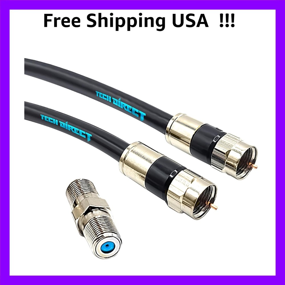 6FT RG6 Coaxial Cable Black - High Speed Internet & Satellite TV - Broadband ...