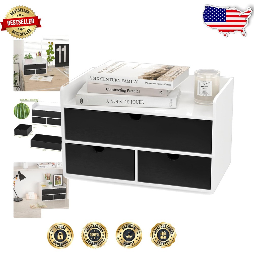 Portable Bamboo Drawer Organizer - Eco-Friendly Storage for Makeup & Accessories