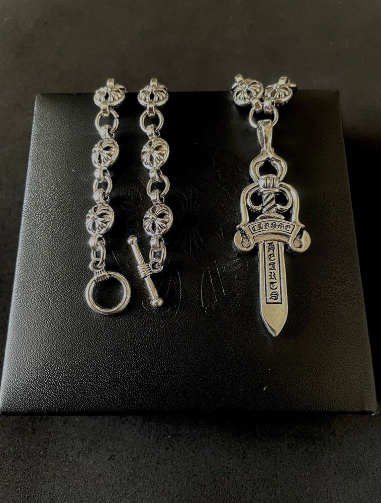 CH style Y2K dagger chain necklace punk style 50cm stainless steel