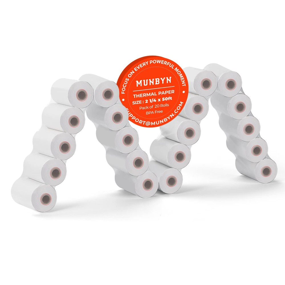 2.25 x 50ft BPA-Free Thermal Paper Rolls (20-Pack, 58mm) for Receipts  