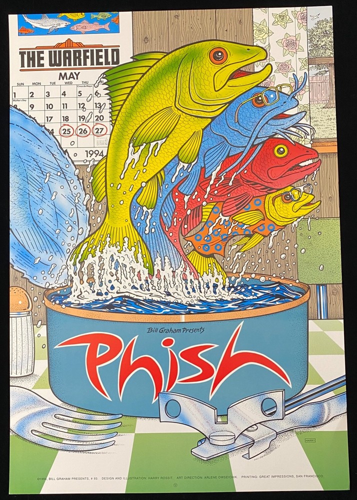 ORIGINAL Phish 1994 The Warfield Concert Poster - Bill Graham Presents