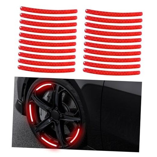 20PCS Reflective Red Car Wheel Rim Stripes – Anti-Scratch Night Safety Decals