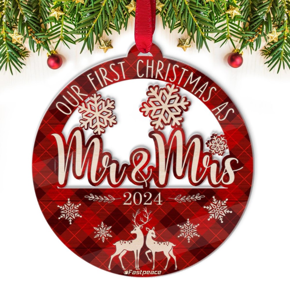2024 Mr and Mrs First Christmas Ornament for Newlyweds’ Holiday Decor